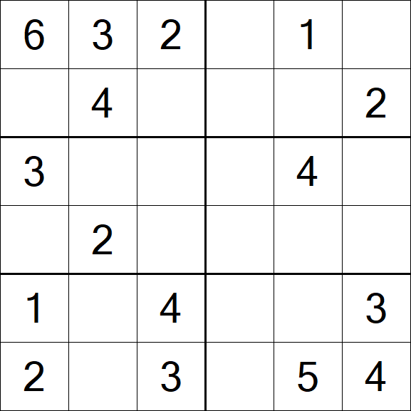 Sudoku 6x6 - Einfach