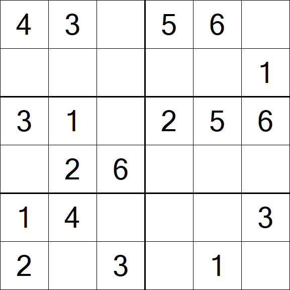 Sudoku 6x6 - Einfach