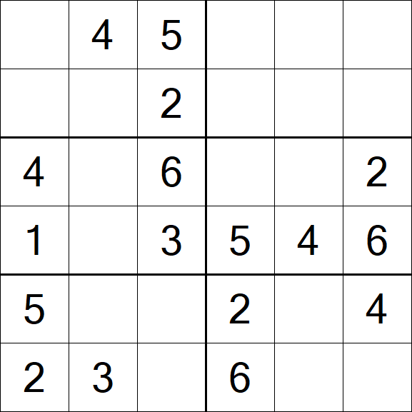 Sudoku 6x6 - Einfach