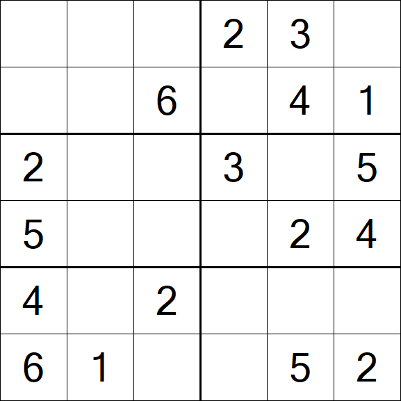 Sudoku 6x6 - Simple