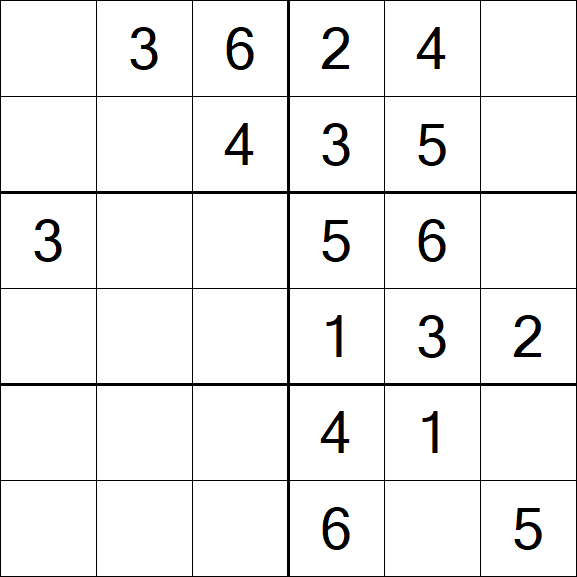 Sudoku 6x6 - Einfach