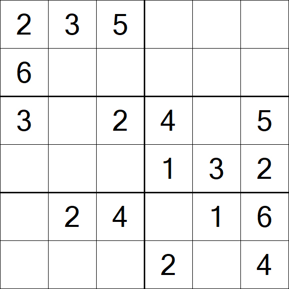 Sudoku 6x6 - Einfach