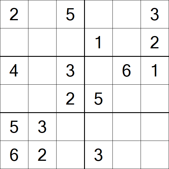 Sudoku 6x6 - Einfach