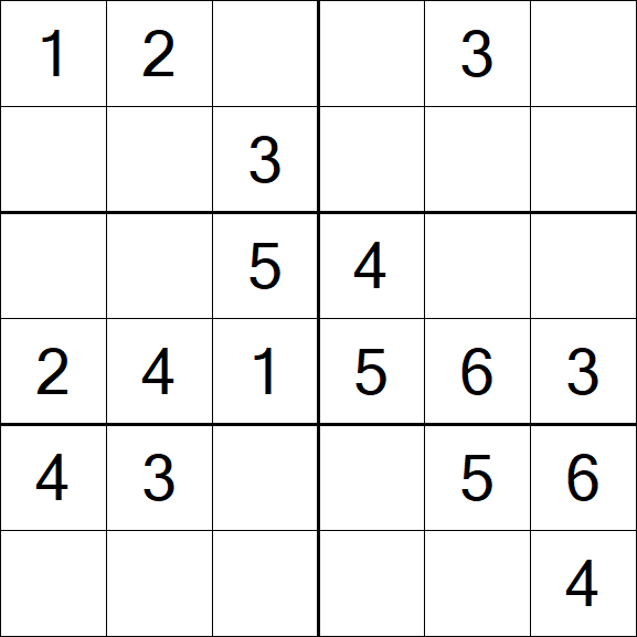 Sudoku 6x6 - Einfach
