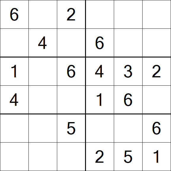 Sudoku 6x6 - Einfach