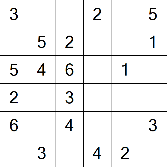 Sudoku 6x6 - Easy