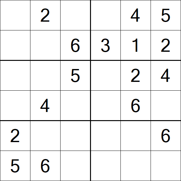 Sudoku 6x6 - Simple