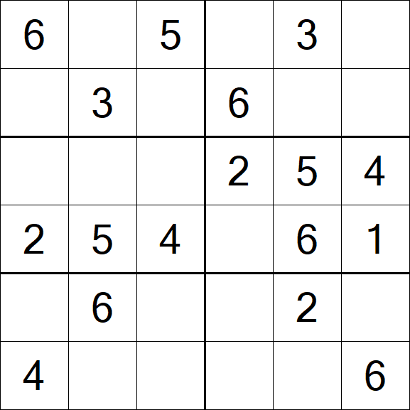 Sudoku 6x6 - Simple