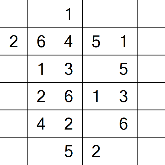 Sudoku 6x6 - Einfach