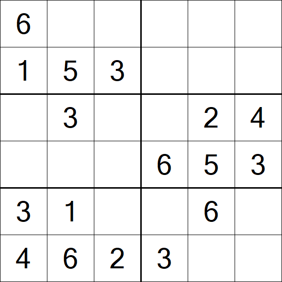 Sudoku 6x6 - Simple
