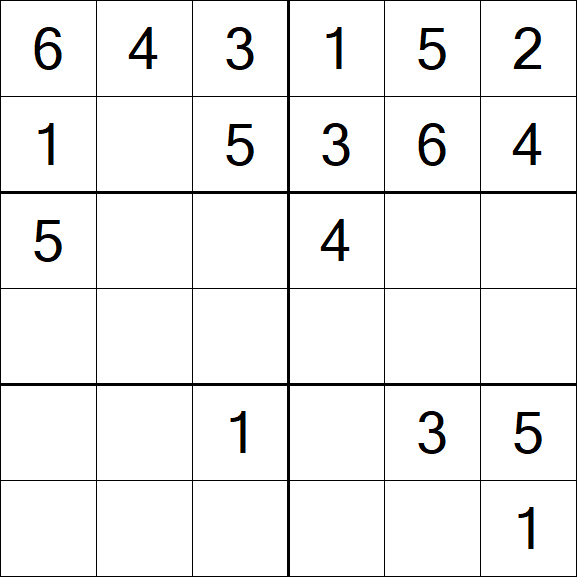 Sudoku 6x6 - Simple