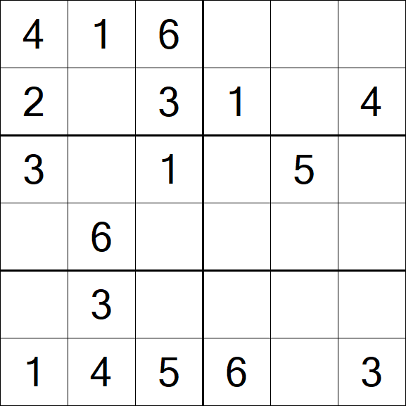 Sudoku 6x6 - Simple