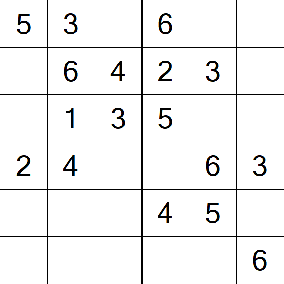 Sudoku 6x6 - Simple
