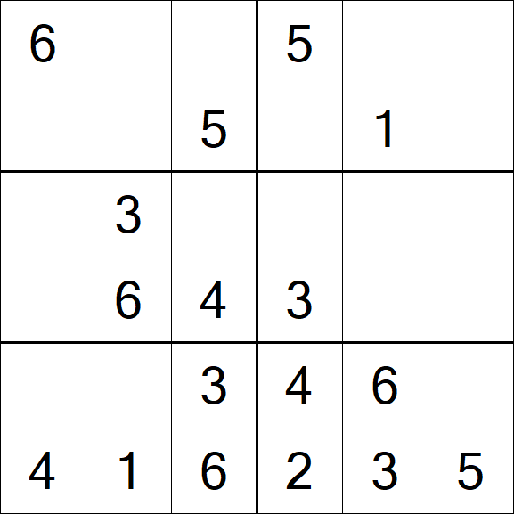 Sudoku 6x6 - Simple