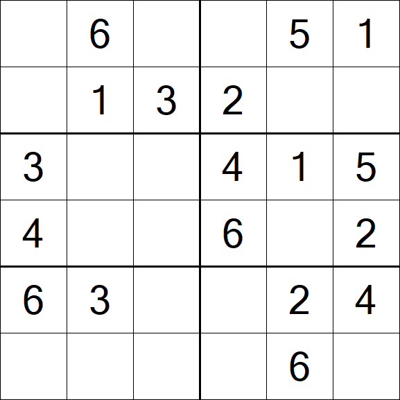 Sudoku 6x6 - Simple