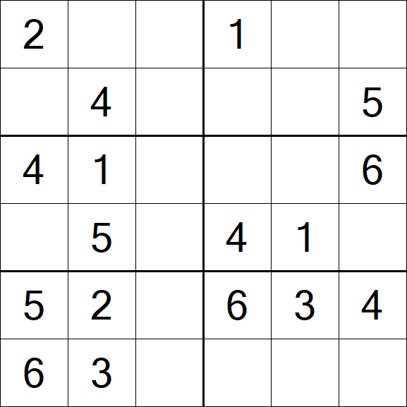 Sudoku 6x6 - Simple