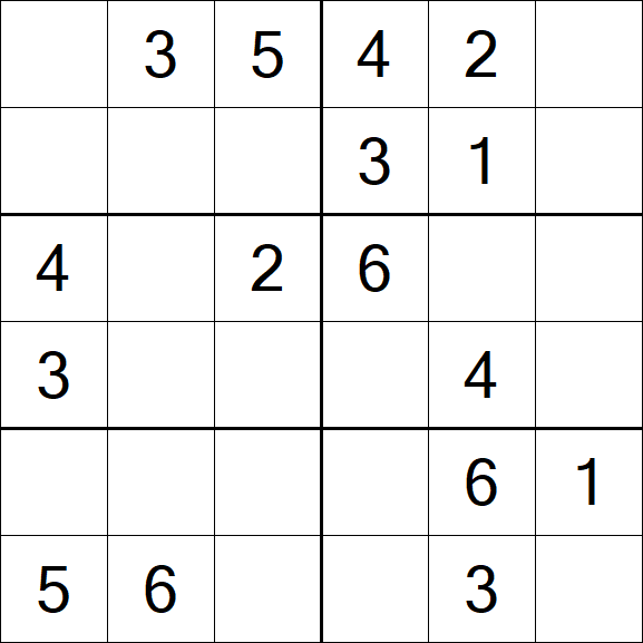 Sudoku 6x6 - Simple