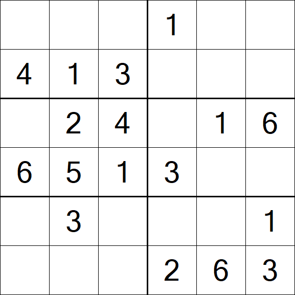 Sudoku 6x6 - Simple