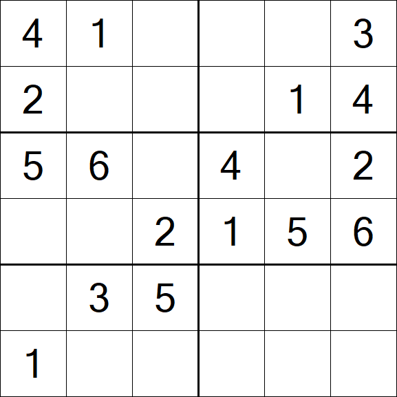 Sudoku 6x6 - Einfach