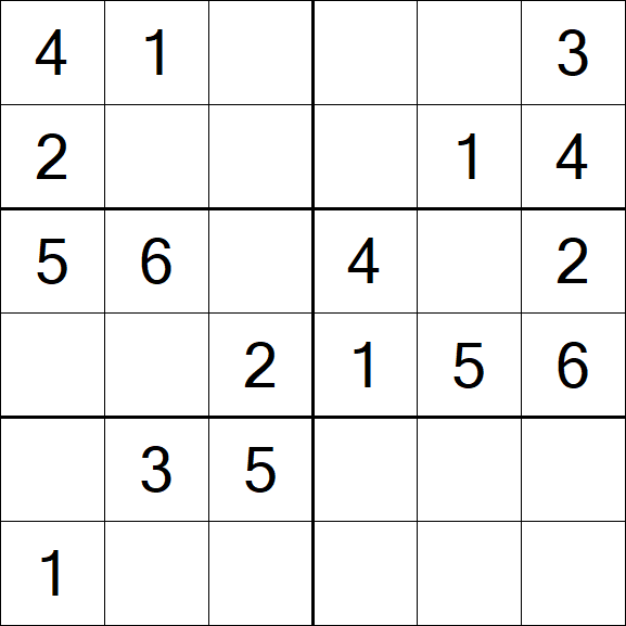 Sudoku 6x6 - Simple