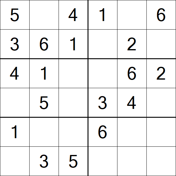 Sudoku 6x6 - Einfach