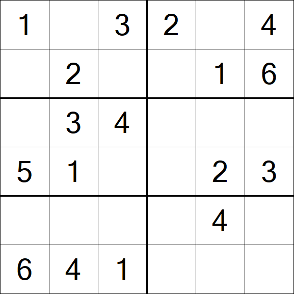Sudoku 6x6 - Simple