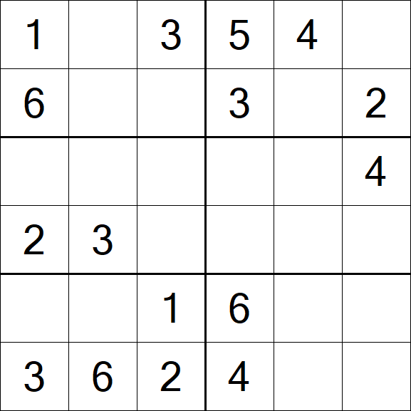Sudoku 6x6 - Simple