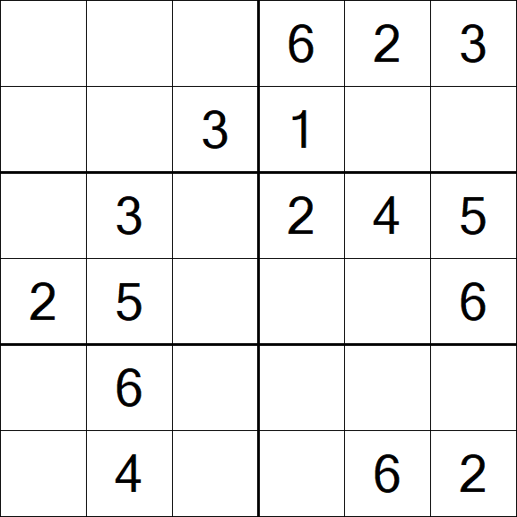 Sudoku 6x6 - Simple
