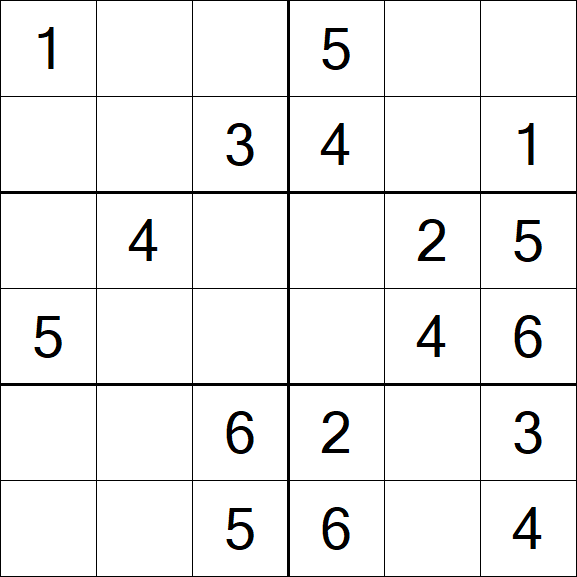 Sudoku 6x6 - Simple