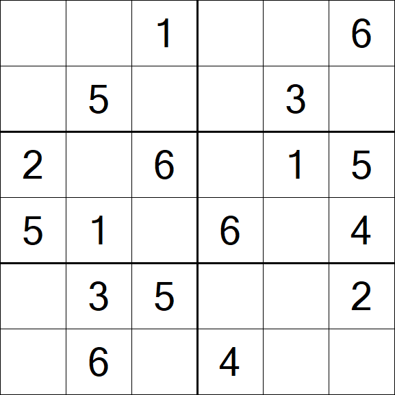 Sudoku 6x6 - Simple