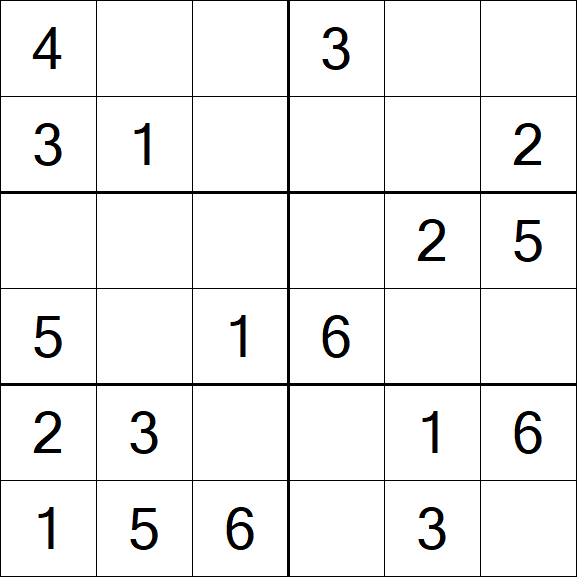 Sudoku 6x6 - Simple