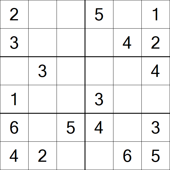Sudoku 6x6 - Simple