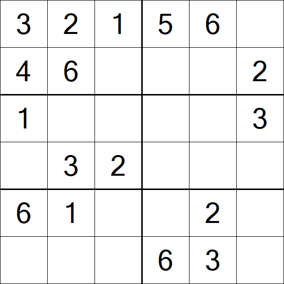 Sudoku 6x6 - Einfach