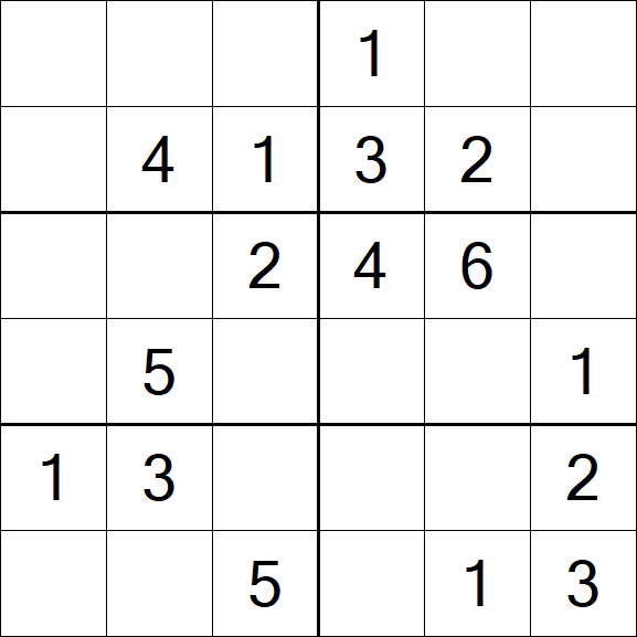 Sudoku 6x6 - Einfach