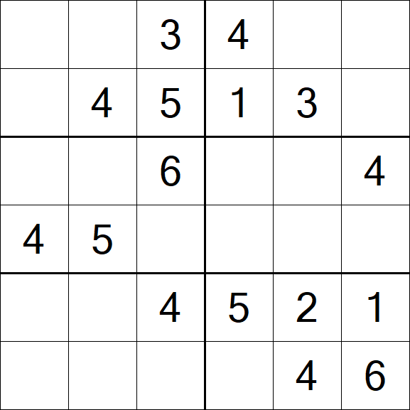 Sudoku 6x6 - Einfach