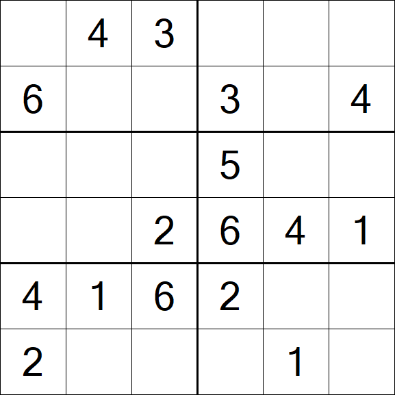 Sudoku 6x6 - Einfach