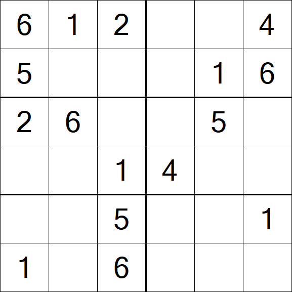 Sudoku 6x6 - Einfach