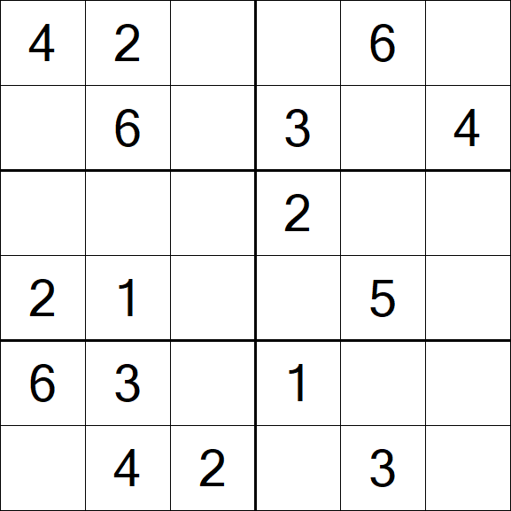 Sudoku 6x6 - Einfach