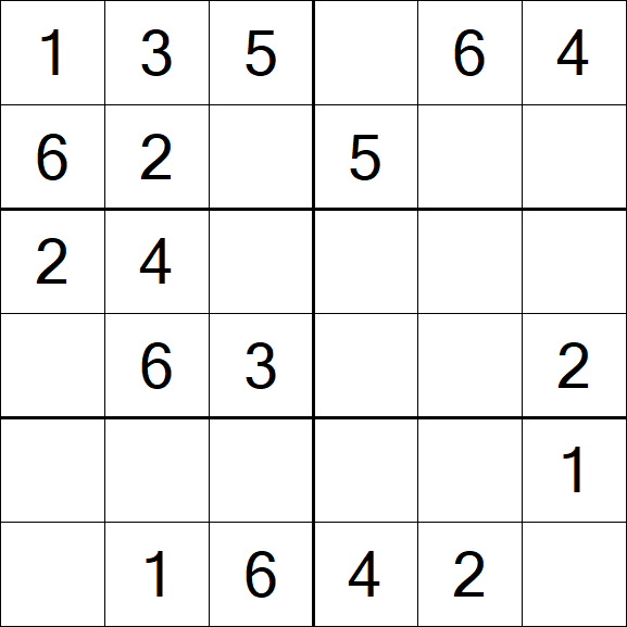Sudoku 6x6 - Einfach