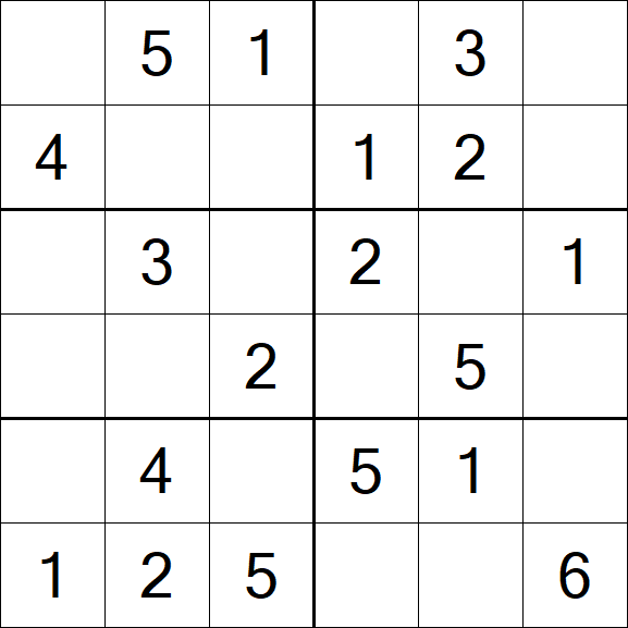 Sudoku 6x6 - Easy