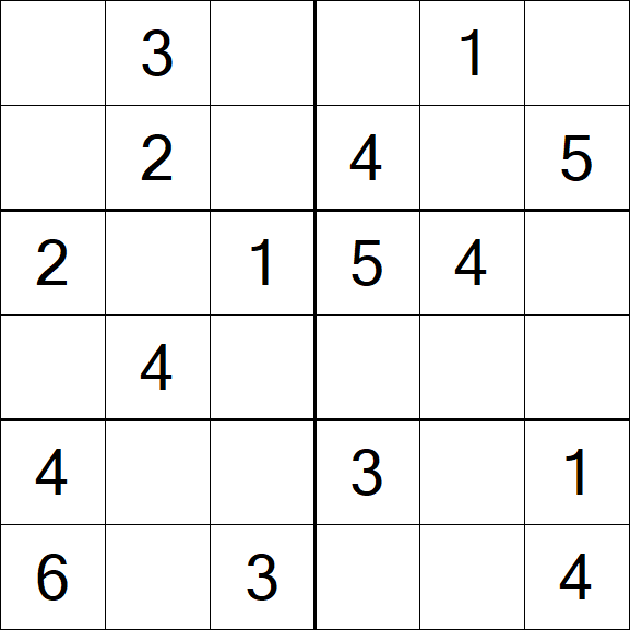 Sudoku 6x6 - Einfach