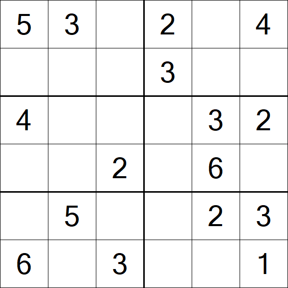 Sudoku 6x6 - Einfach