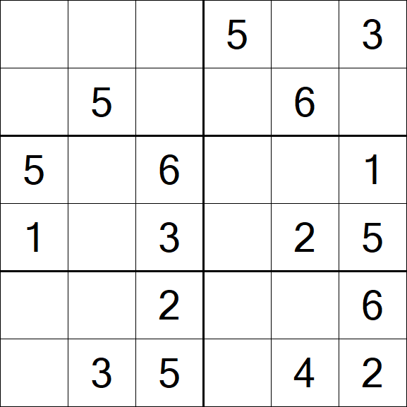 Sudoku 6x6 - Einfach