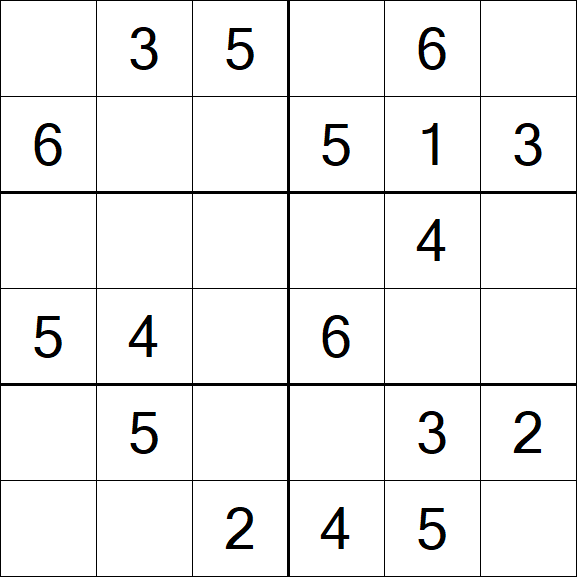 Sudoku 6x6 - Einfach