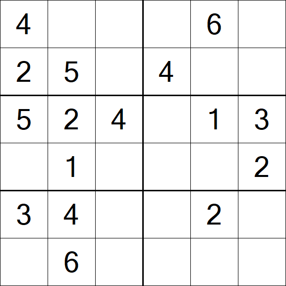 Sudoku 6x6 - Einfach