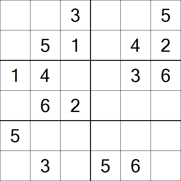 Sudoku 6x6 - Einfach