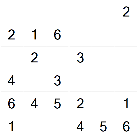 Sudoku 6x6 - Einfach