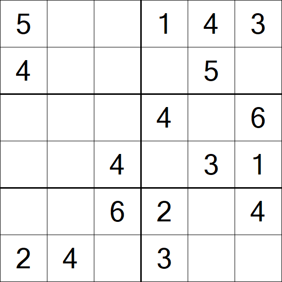 Sudoku 6x6 - Einfach