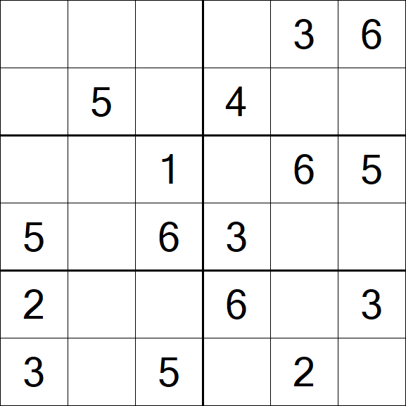 Sudoku 6x6 - Einfach