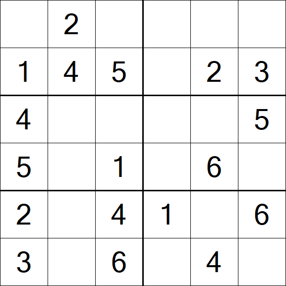 Sudoku 6x6 - Einfach